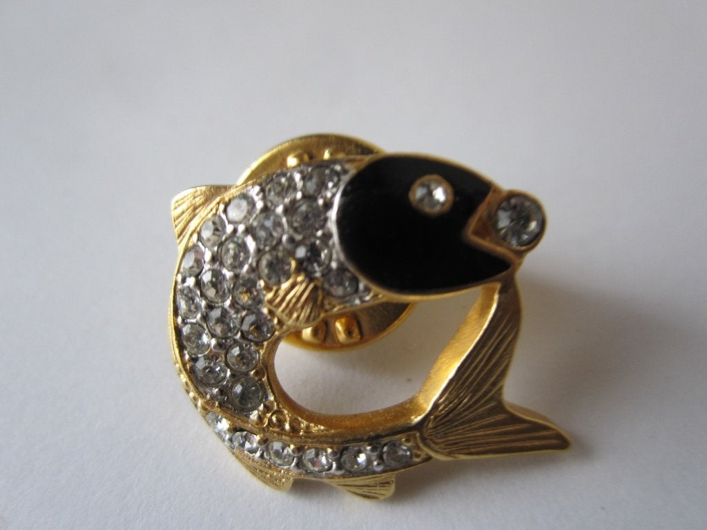 Zeer mooie Swarovski spilla pesce - vis pin speld, Overige materialen, Verzenden, Minder dan 4 cm, Zo goed als nieuw