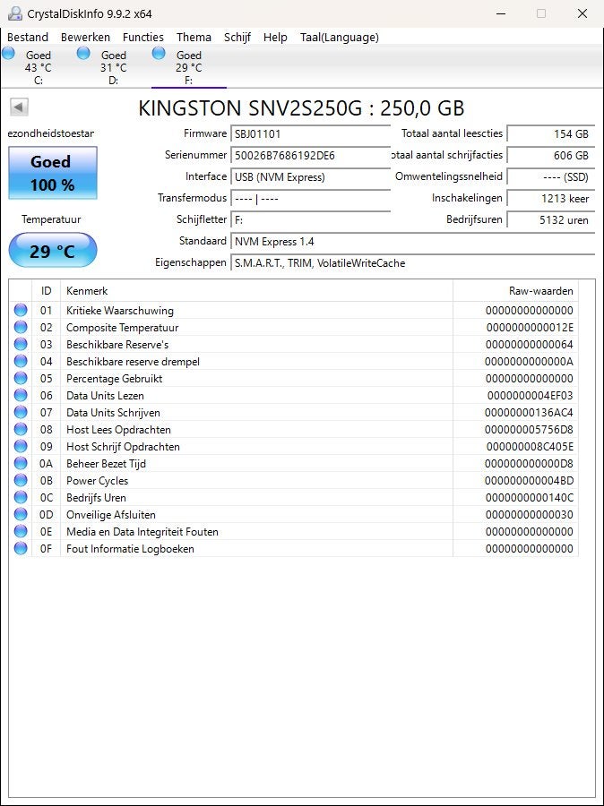 3 x M.2 Interne SSD Harde Schijf, Intern, Kingston, 2 x 250 GB + 1 125GB, Ophalen of Verzenden