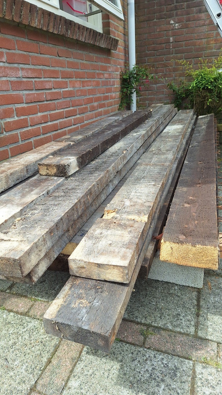Houten vloerbalken, Doe-het-zelf en Verbouw, Hout en Planken, Ophalen, Balk, Vuren, 50 mm of meer