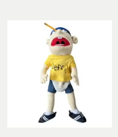 Jeffy grote handpop knuffel (60cm), Ophalen of Verzenden, Nieuw, Overige typen