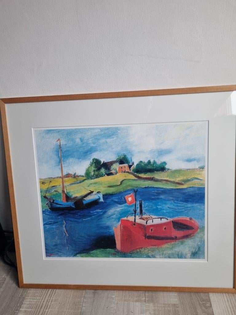 Koppermaandagprent: Schepen in het Reitdiep bij Groningen, Antiek en Kunst, Kunst | Schilderijen | Klassiek, Ophalen of Verzenden