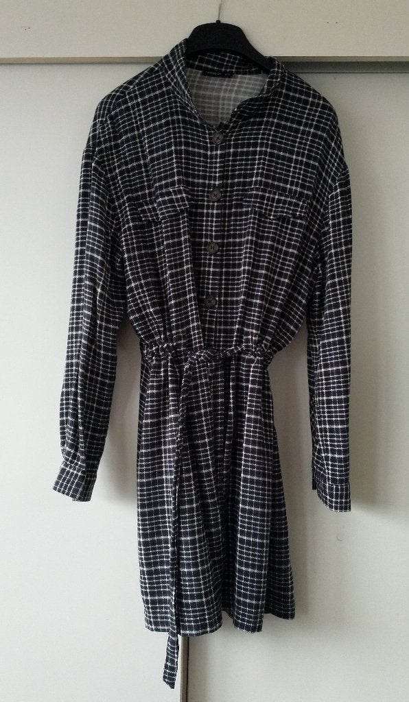 Geruite lange blouse/jurkje, Maat 38/40 (M), Blauw, Ophalen of Verzenden, Zo goed als nieuw