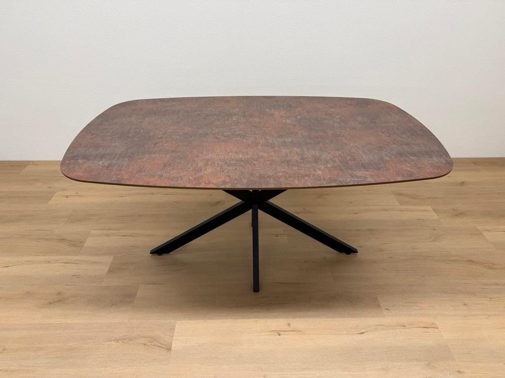 Deens ovale eettafel HPL Roest 160x100 - Direct Leverbaar, 100 tot 150 cm, Ophalen of Verzenden, Zo goed als nieuw, 150 tot 200 cm