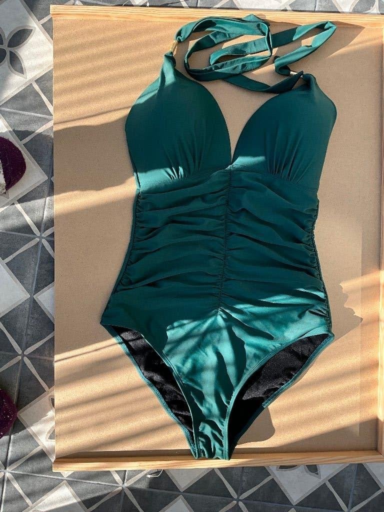 BEACHWAVE corrigerend halter badpak Donker Groen Maat 38, Nieuw, Ophalen of Verzenden, REGINA, Groen