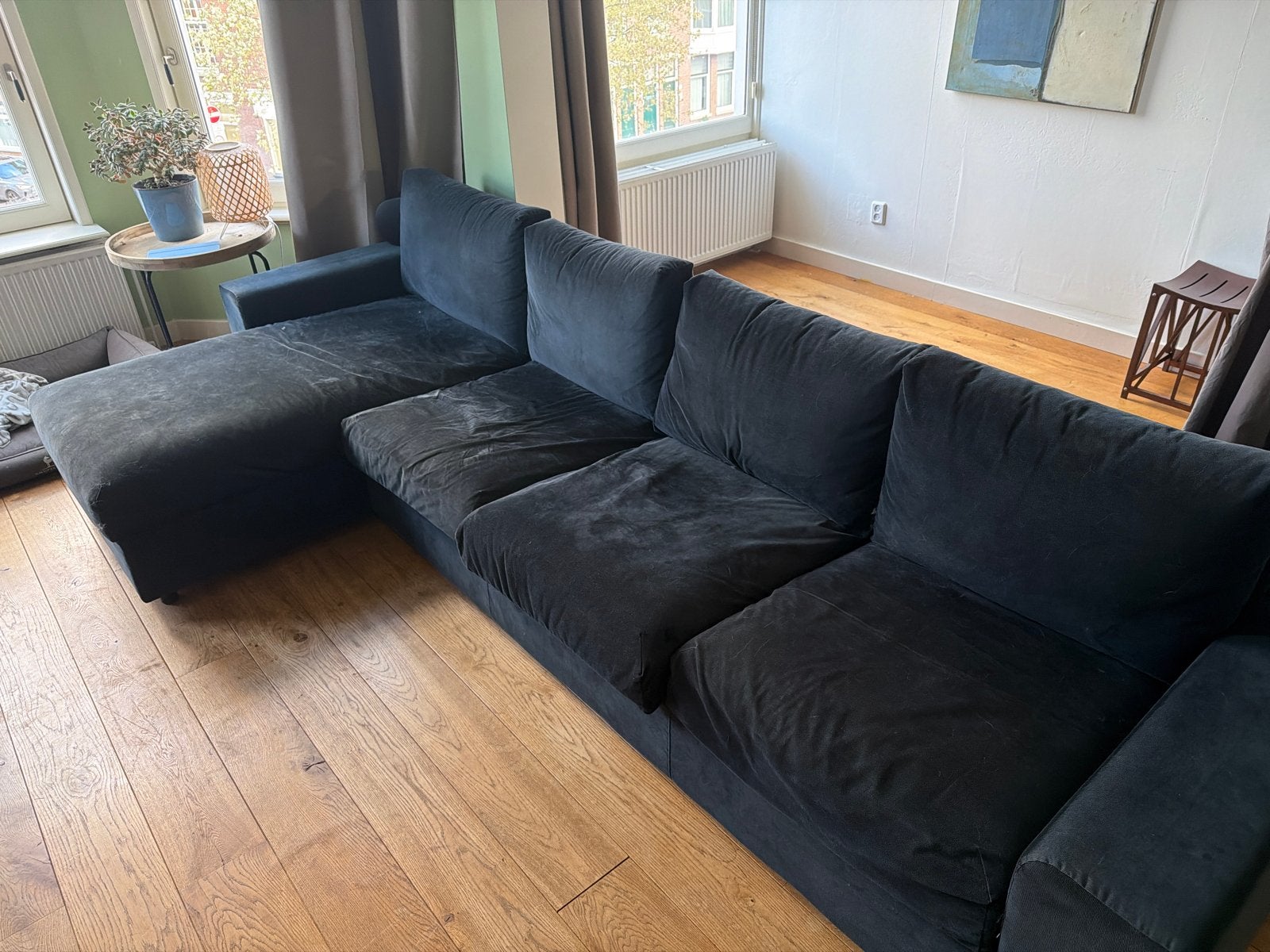 IKEA VIMLE 4-zitsbank met chaise longue, Saxemara zwartblauw, Ophalen, Gebruikt, Hoekbank, 300 cm of meer