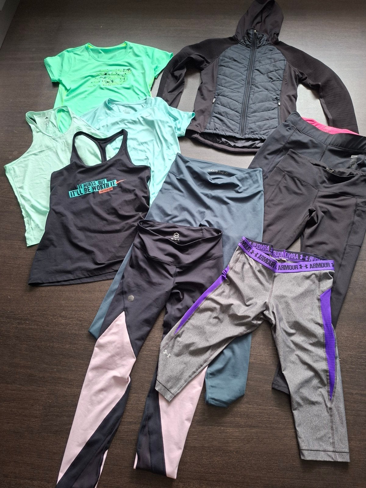 pakket sportkleding maat m, Verzenden, Zo goed als nieuw, Maat 38/40 (M), Zwart