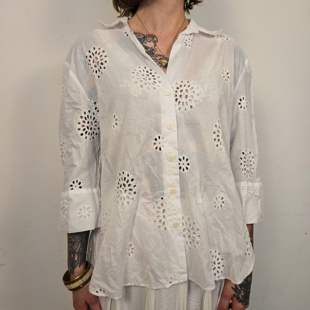 Zara Witte Blouse Dames L, Maat 42/44 (L), Ophalen of Verzenden, Zo goed als nieuw, N.v.t