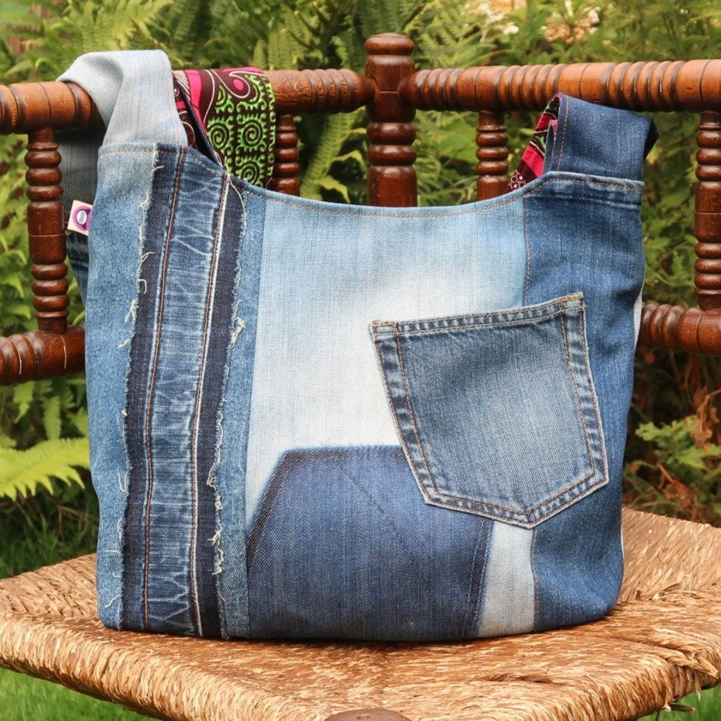 denim upcycled tas, Ophalen, Nieuw, Blauw, Schoudertasje