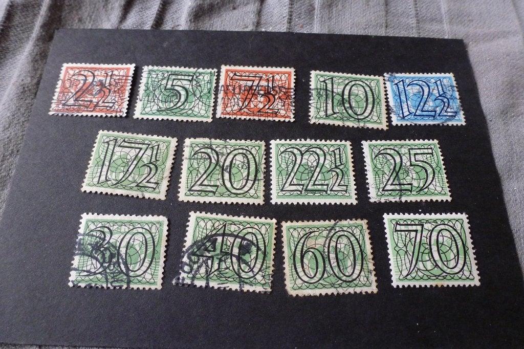 Postzegels -13x traliezegels 1940 2,5 ct t/m 70 cent NVPH, Ophalen of Verzenden, T/m 1940, Gestempeld