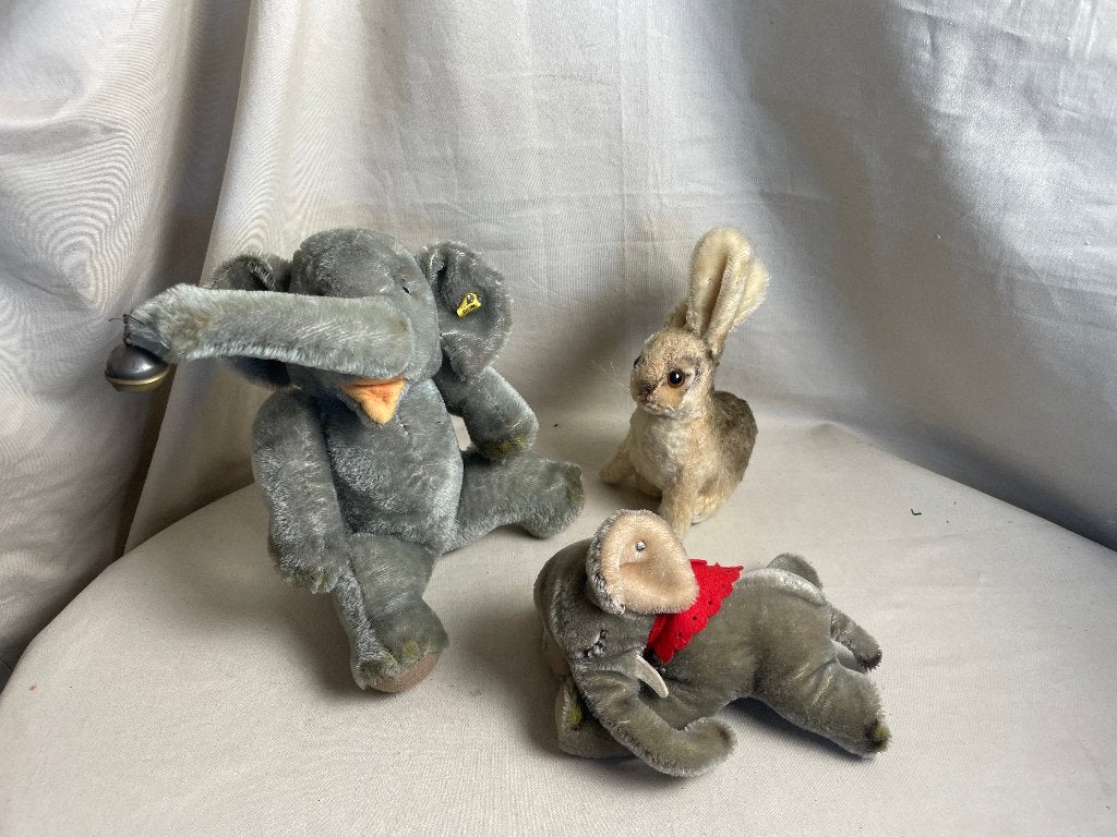 3 vintage Steiff dieren olifan en konijn, Ophalen of Verzenden