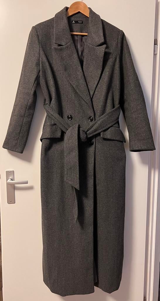 Grijze lange jas, mantel, jack, parka, trenchcoat, Kleding | Dames, Jassen | Winter, Verzenden, Nieuw, Maat 38/40 (M), Grijs