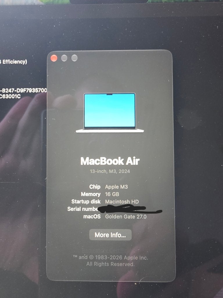 Foto 6 van Macbook Air M3 16GB / 256GB 2025 (nieuwstaat, 99% batterij)