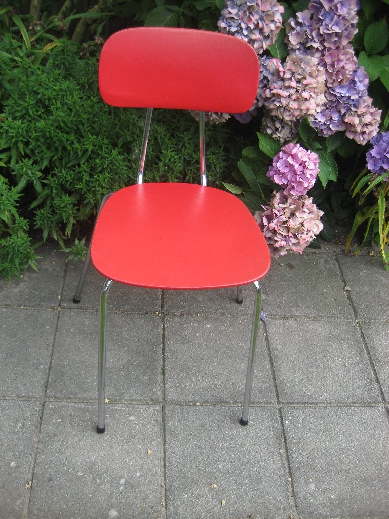 retro stoel rode skai bekleding, Ophalen, Gebruikt, Rood, Eén