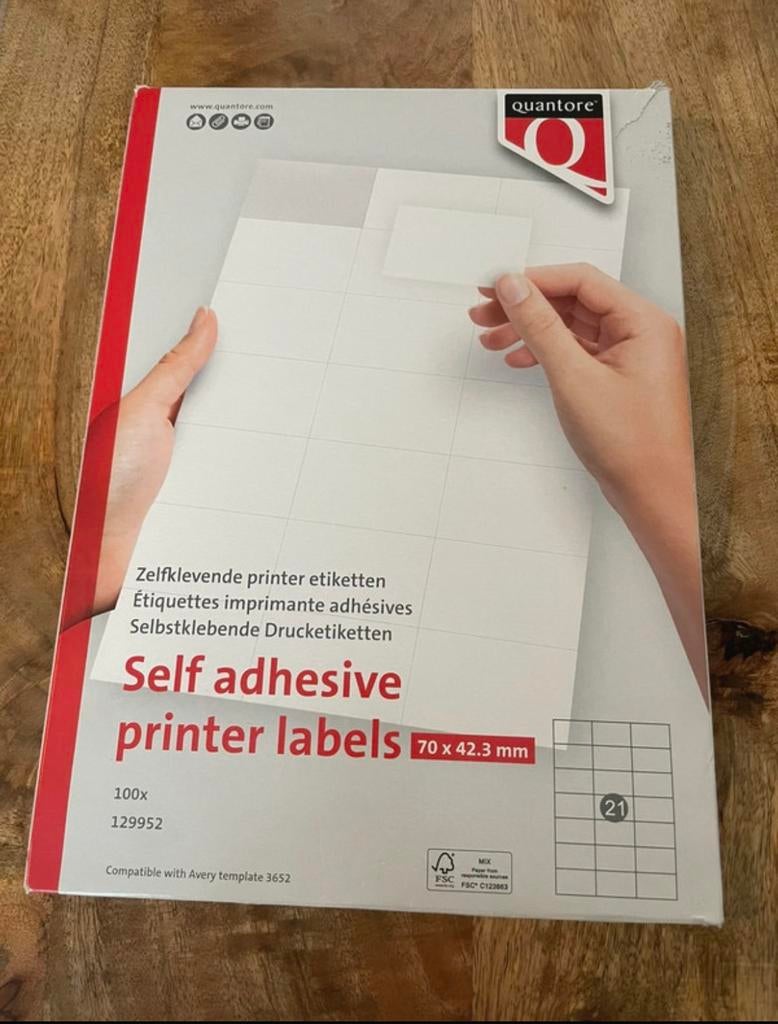 Quantore Labels voor printer incl verz, Ophalen of Verzenden, Zo goed als nieuw