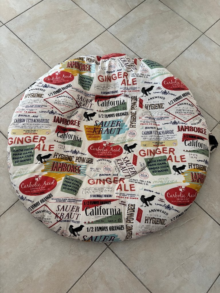 Groot rond vloerkussen / speelkussen 105 cm met draaglussen, Ophalen, Gebruikt