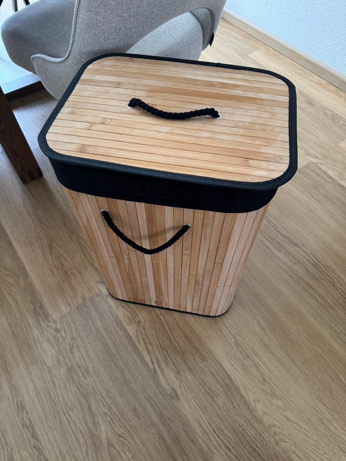 Bamboe wasmand met deksel - Zo goed als nieuw, Huis en Inrichting, Ophalen of Verzenden, Zo goed als nieuw, Bruin, Natuurlijk materiaal