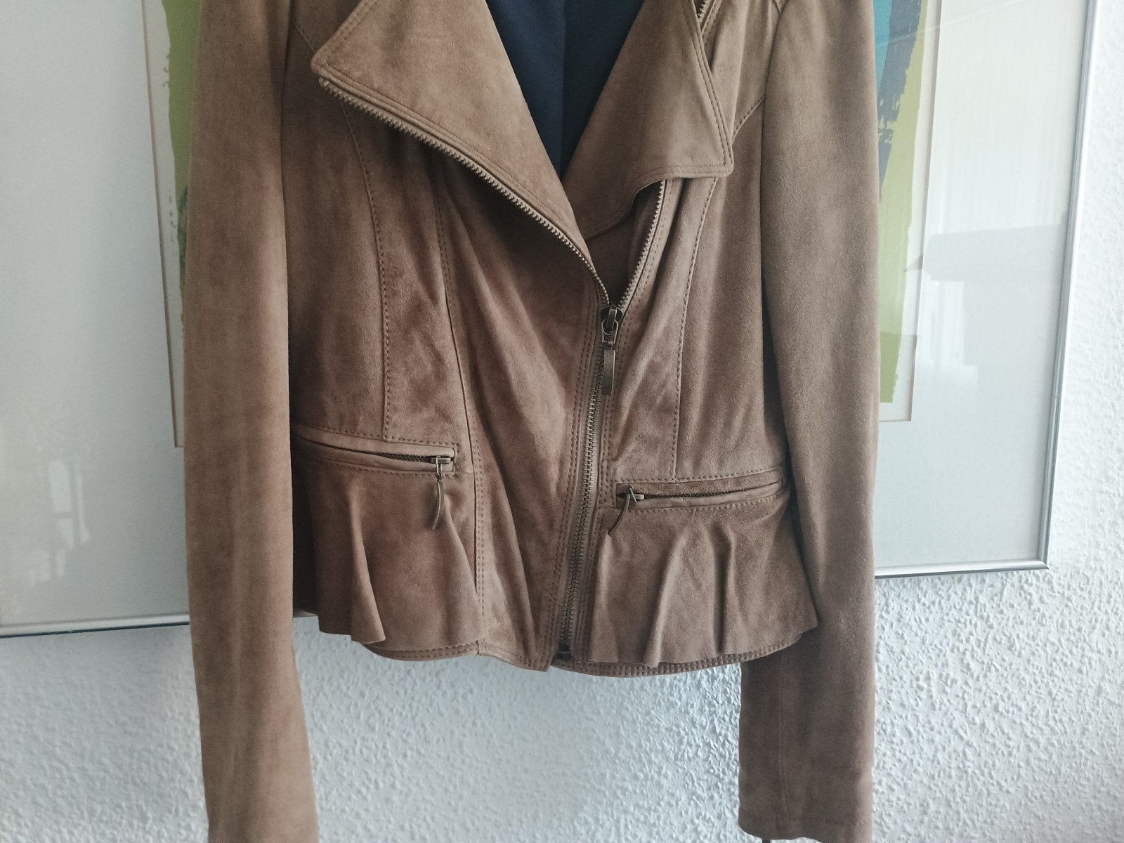 Zara leren jasje maat S/M suede bruin, Maat 38/40 (M), Bruin, Nieuw, Ophalen of Verzenden