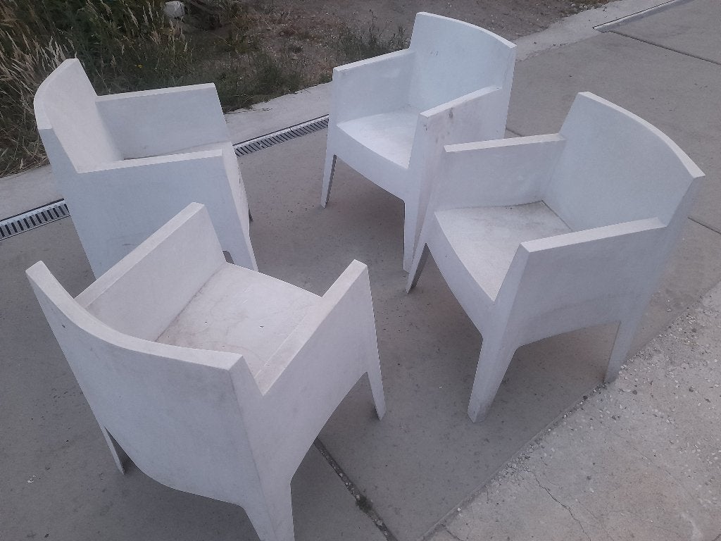 Design buiten stoelen (op te knappen), Huis en Inrichting, Ophalen, Gebruikt, Wit, Vier