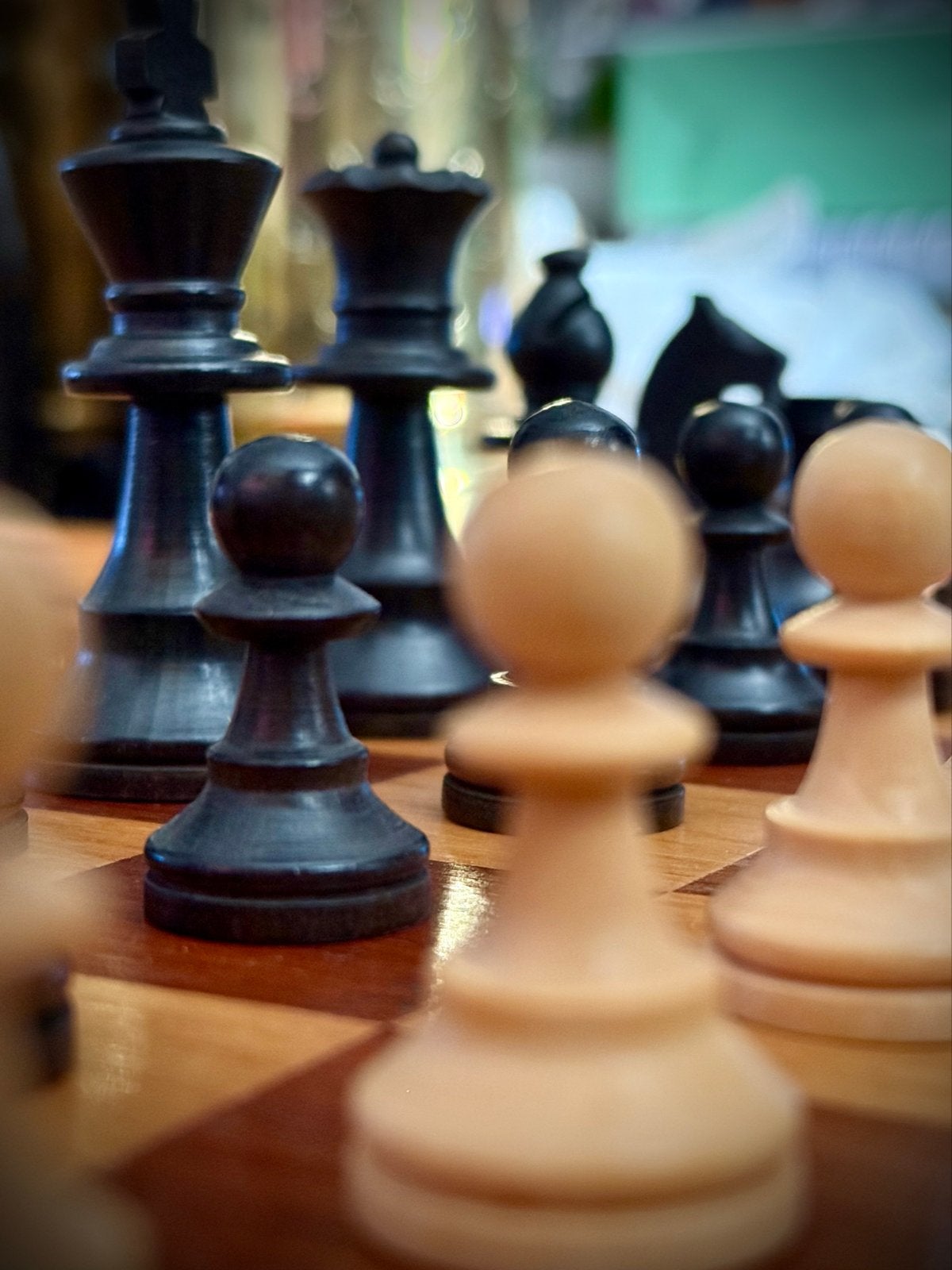 Houten Staunton Schaakstukken - Koningshoogte 6,9cm, Een of twee spelers, Ophalen of Verzenden, Gebruikt