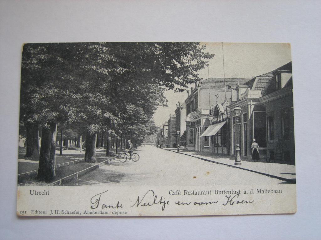 UTRECHT 1900  CAFE RESTAURANT BUITENLUST a.d. MALIEBAAN, Verzenden, Voor 1920, Ongelopen, Utrecht