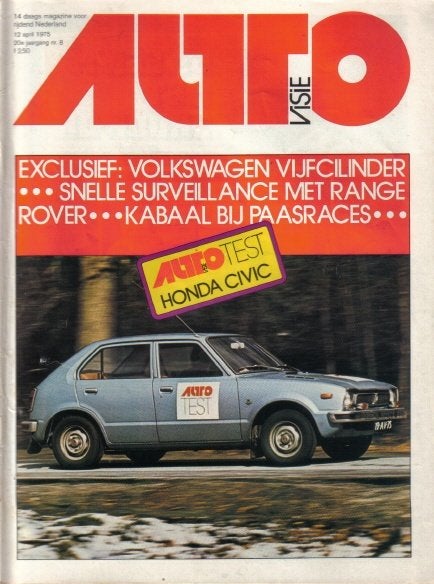 Autovisie 8 1975 : Honda Civic 1500 - Innocenti Mini, Ophalen of Verzenden, Gelezen, Algemeen