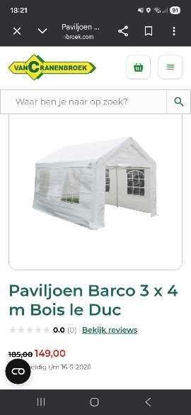 Partytent Carlotta 3 x 4 m in nieuwstaat, Tuin en Terras, Partytenten, Ophalen of Verzenden, Minder dan 5 meter