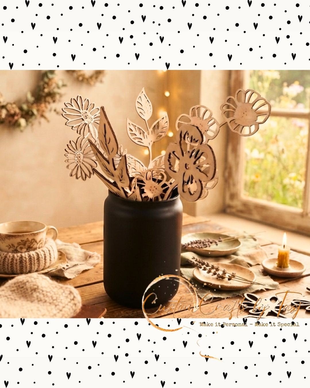 Houten veldbloemen boeket | Set van 5 bloemstengels, Binnen, Nieuw, Ophalen of Verzenden, Boeket