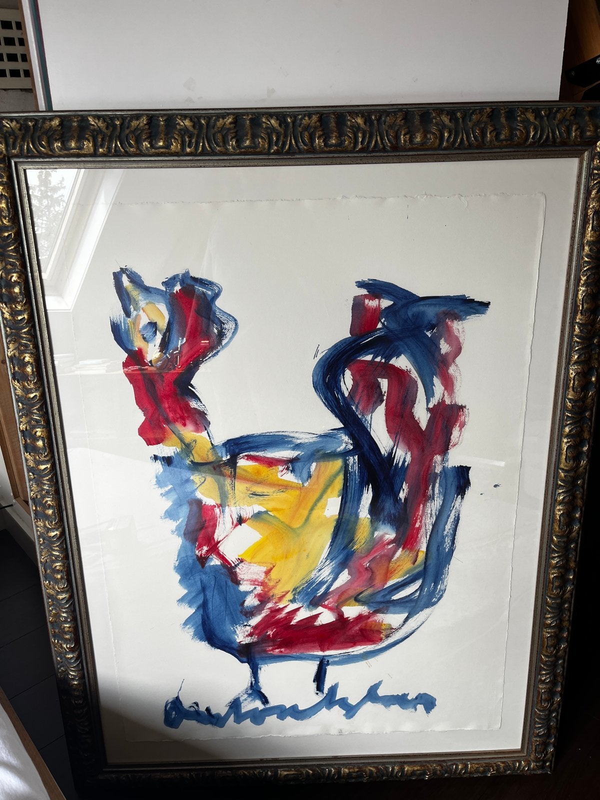 Originele Anton Heijboer - De Kip - met baroklijst, Antiek en Kunst, Ophalen