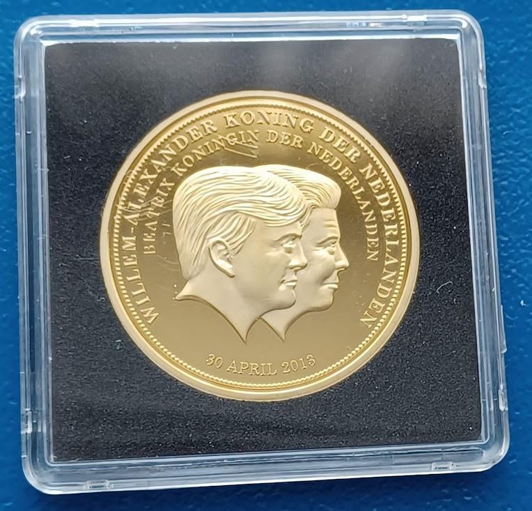 Penning Inauguratie Koning Willem Alexander 2013 - Proof, Postzegels en Munten, Penningen en Medailles, Verzenden, Overige materialen