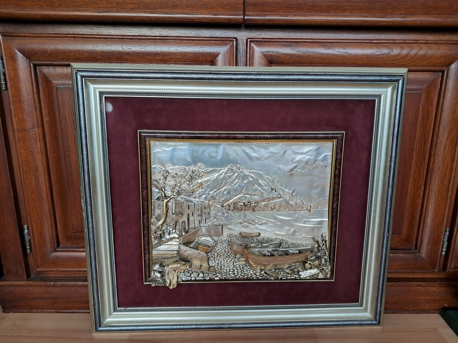 3D Metalen Wanddecoratie Kustlandschap 74,5x65cm, Antiek en Kunst, Ophalen, 50 - 100 cm, Handgemaakt, Wanddecoratie