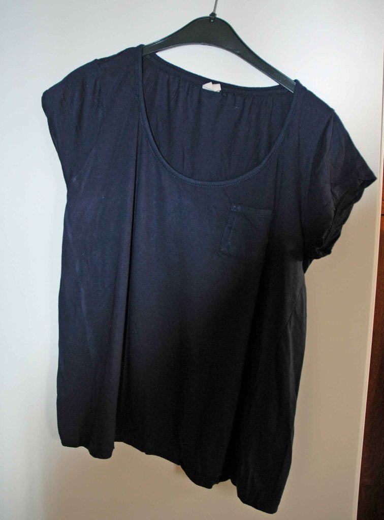 Blends shirt, donkerblauw, mt 36 S, soepelvallend, Blauw, Zo goed als nieuw, Korte mouw, Maat 36 (S)