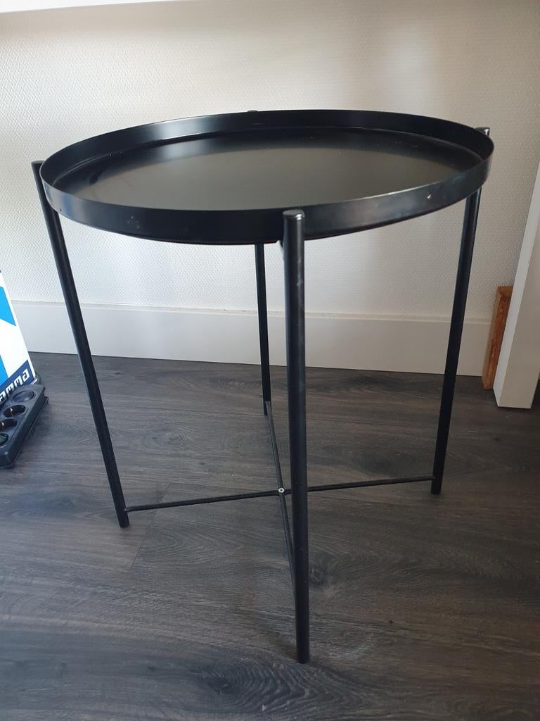 Ikea Gladom bijzettafel zwart, Minder dan 55 cm, Gebruikt, Rond, Ophalen
