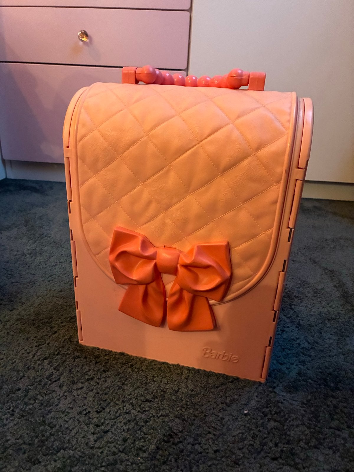 Vintage Barbie Poppenhuis Koffer met slaapkamer en bad, Ophalen, Gebruikt, Poppenhuis