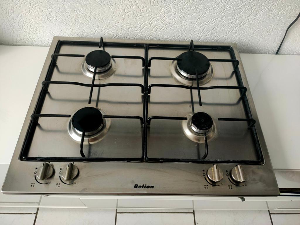 Belion gasfornuis, 4 pitten, RVS, nette staat, Witgoed en Apparatuur, Kookplaten, Gebruikt, Inbouw, Gas, 4 kookzones