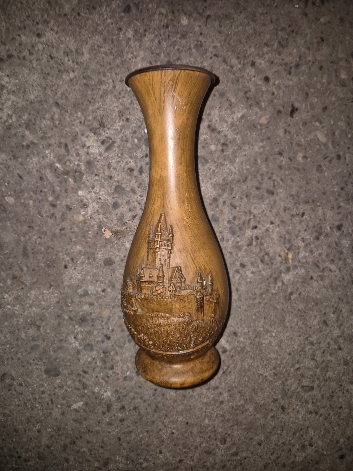 Antieke kunststof vaas met houtlook., Ophalen of Verzenden