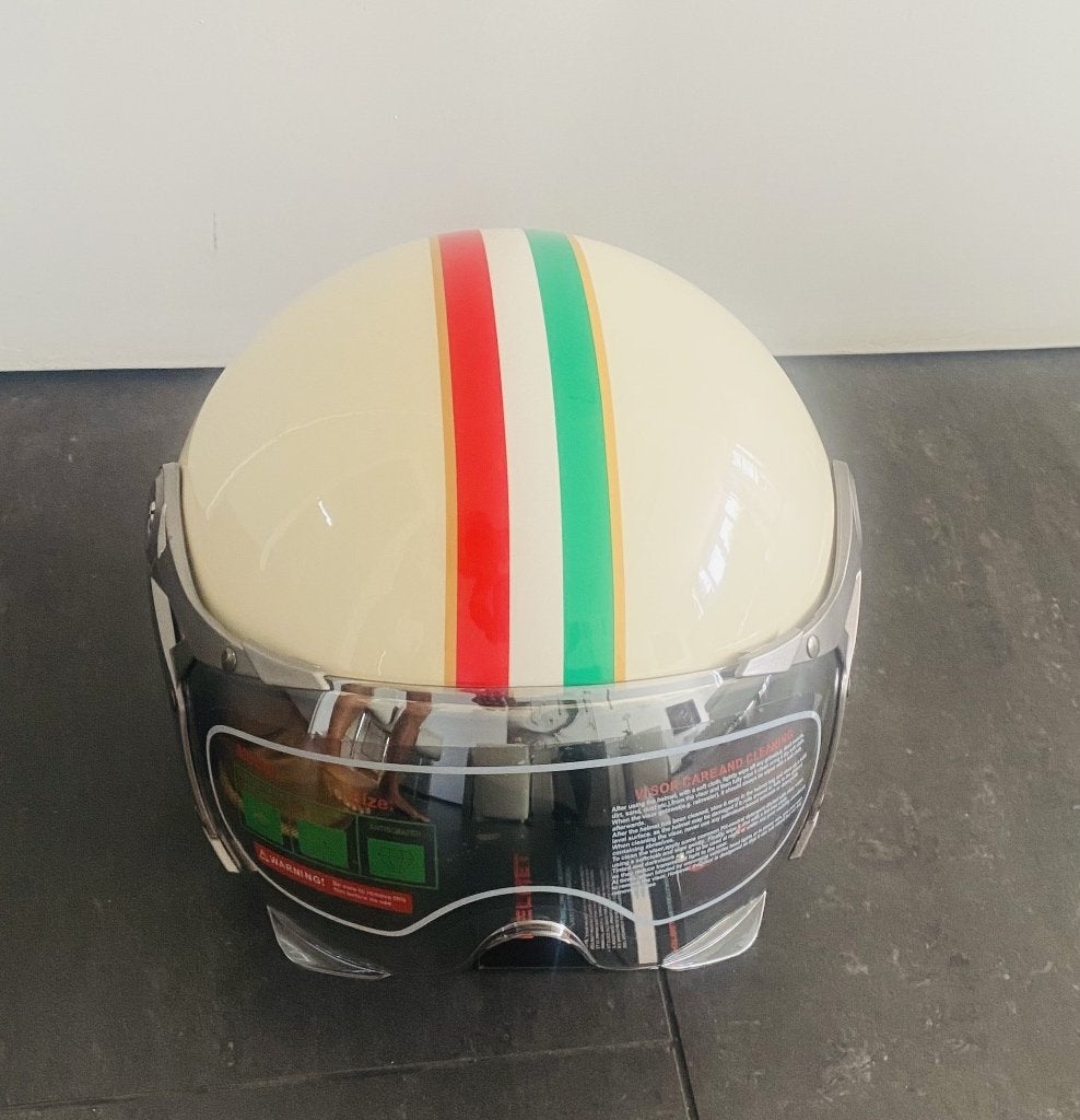 Nieuwe retro jethelm Vespa crème wit Italiaans – maat XL, Ophalen of Verzenden, Nieuw, Extra large of groter, Overige merken
