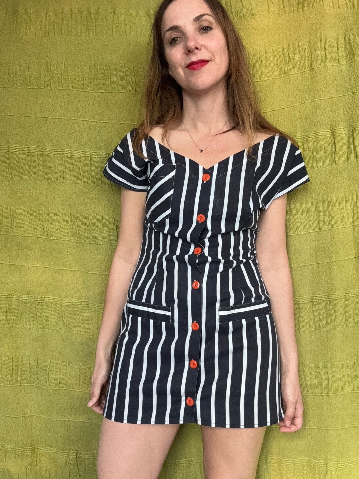 Vintage gestreepte top/jurkje - blauw / navy - strepen 36/S, Hgv, Blauw, Hgv, Ophalen of Verzenden