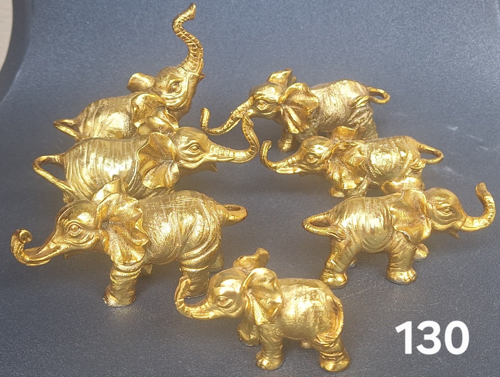 Set van 7 gouden olifanten beeldjes, Ophalen of Verzenden, Gebruikt, Overige soorten, Beeldje of Figuurtje