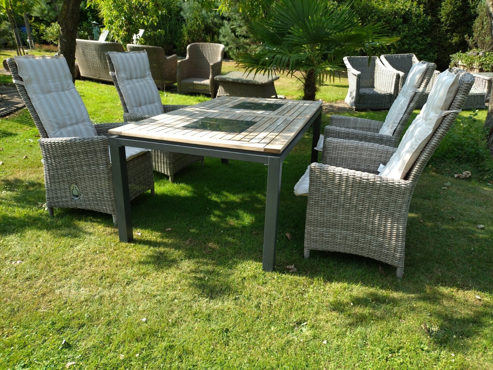 Mooie tuinset met verstelbare stoelen en Hartman tafel, Tuin en Terras, Tuinsets en Loungesets, Ophalen, Gebruikt