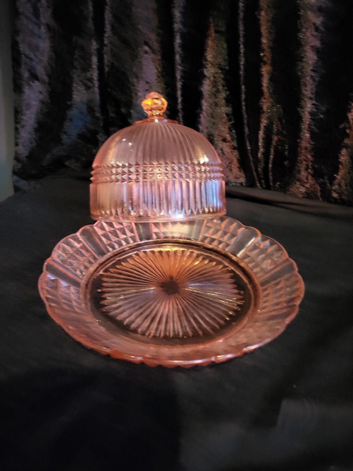 Vintage Roze Glazen Botervloot / Kaasstolp A.D. Copier, Ophalen of Verzenden
