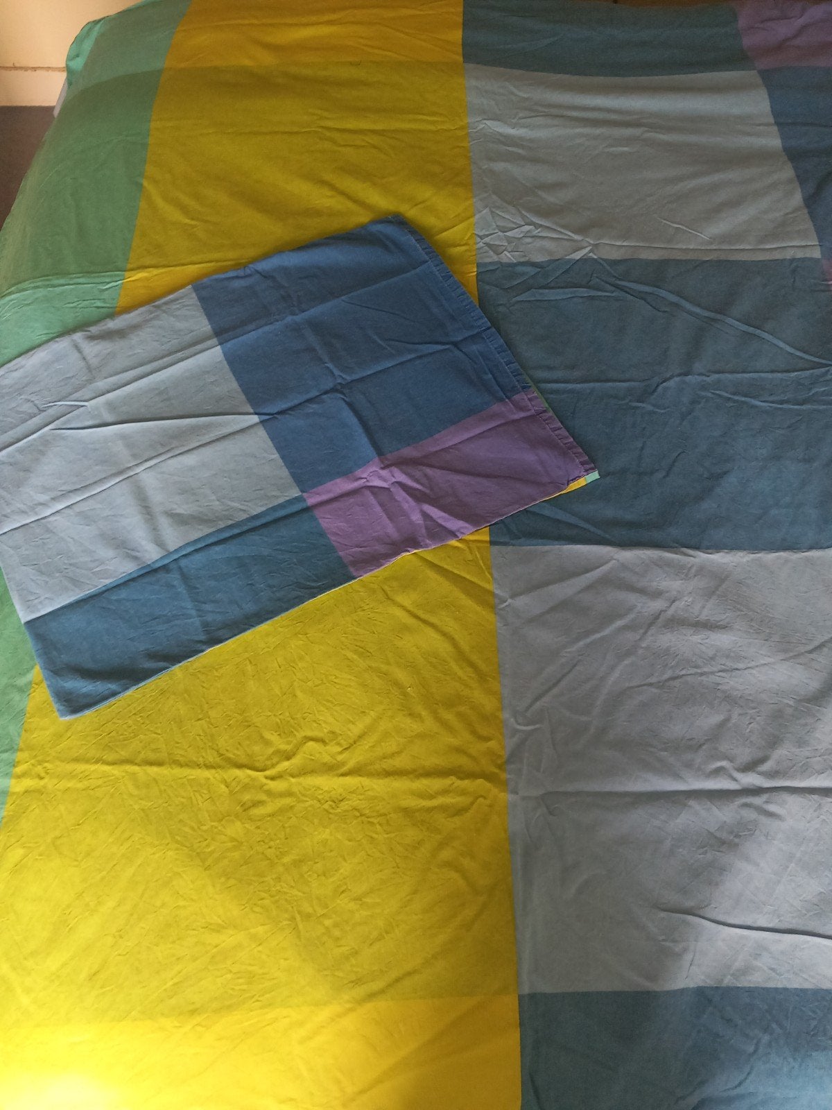IKEA Eenpersoons Dekbedovertrek - Kleurrijk Geruit, Gebruikt, Ophalen of Verzenden, IKEA, Wasbaar