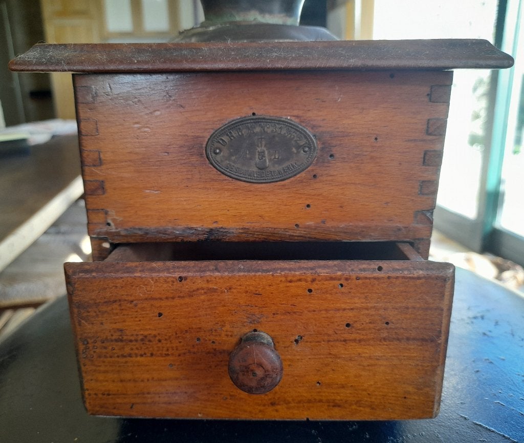 Koffiemolen met lade en metalen bonenhouder, Ophalen of Verzenden