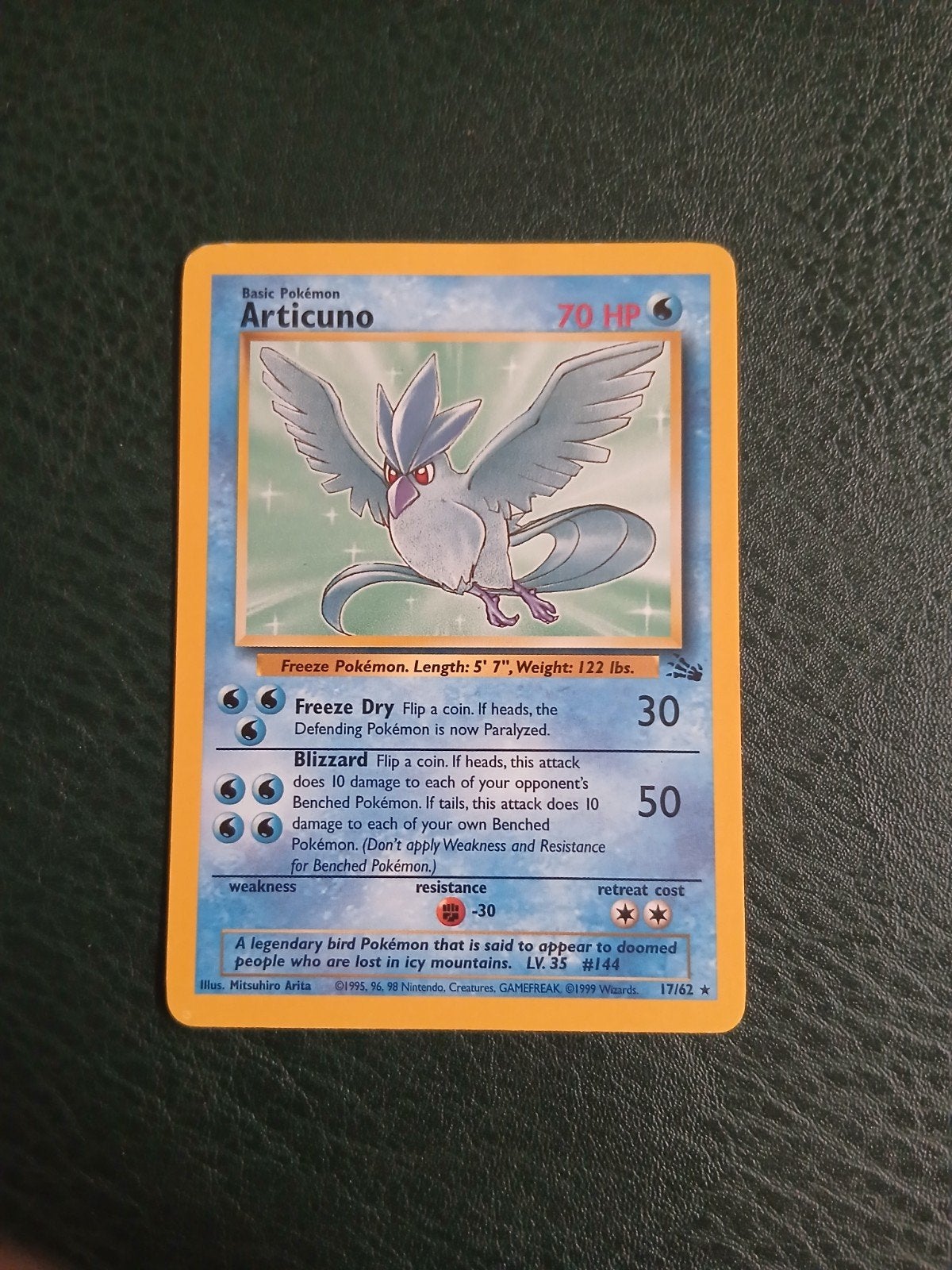 Pokémon Kaart Articuno 17/62 Fossil Set (1999), Ophalen of Verzenden, Gebruikt, Losse kaart
