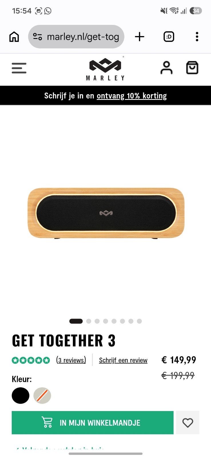 House of Marley Speaker | Get Together 3, Overige merken, Bluetooth, Ophalen of Verzenden, Zo goed als nieuw