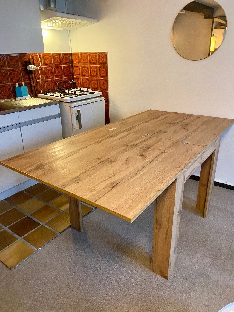 Vierkante, uitschuifbare tafel, Huis en Inrichting, Ophalen, Kunststof, 50 tot 100 cm, Modern, Scandinavisch