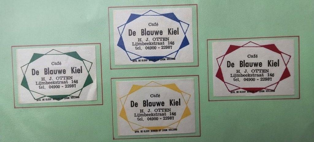 Café De Blauwe Kiel H.J. Otten, Ophalen of Verzenden, Zo goed als nieuw, Luciferdoosjes of -merken