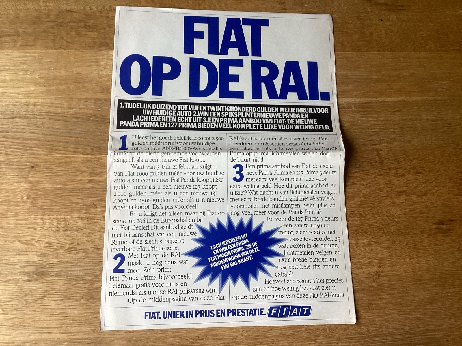 Fiat Op De Ral - Originele Autoreclame Folder, Ophalen of Verzenden, Gelezen