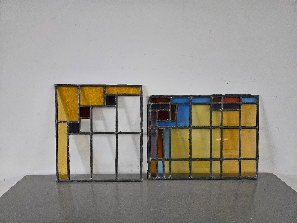 Glas-in-lood kleurig jaren 30, Ophalen of Verzenden