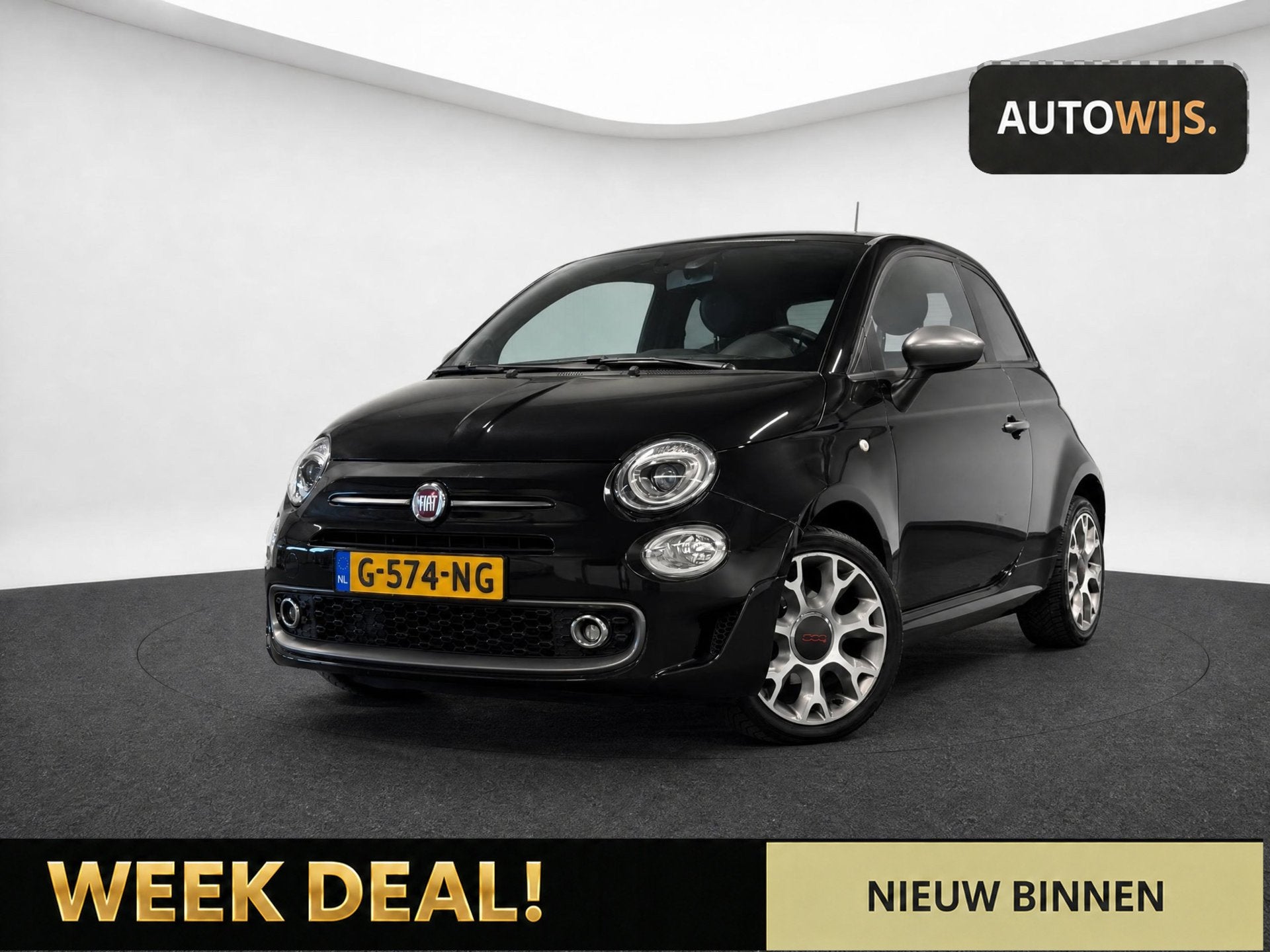 Fiat 500 1.2|SPORT|500S|LED|AUT|NL AUTO|69PK, Dealer onderhouden, Parkeersensor, Gebruikt, 4 cilinders