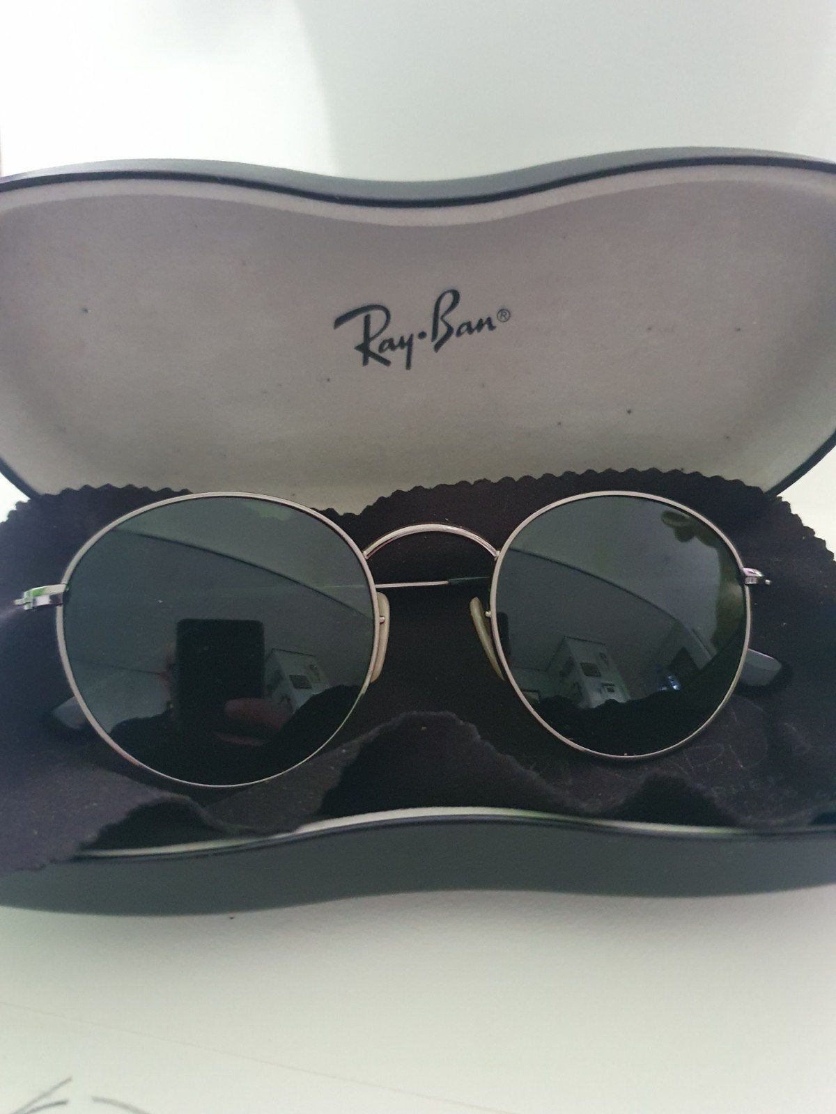 Ray-Ban ronde zonnebril met groen glas, Gebruikt, Zonnebril, Verzenden, Ray-Ban